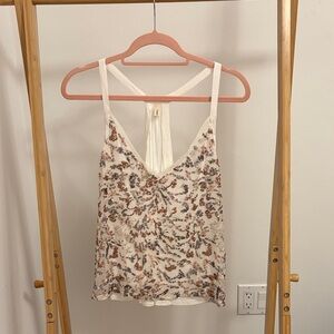 Anthropologie Cream Sequin-Embellished Camisole with Bronze & Silver Detail